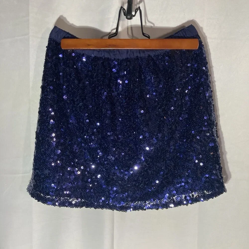 GYMBOREE blue sequins elastic waist polyster girls skirt 10/12